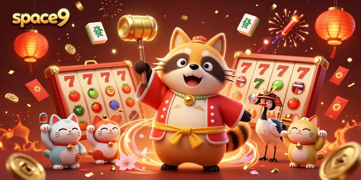 Join the fun at Space9 casino while enjoying a vibrant gaming atmosphere with cheerful characters and lucky symbols.