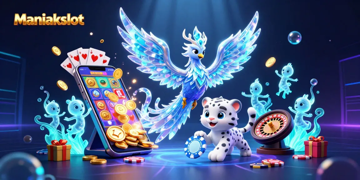 Experience the thrill of Maniakslot with vibrant 3D characters and casino elements in an engaging scene.