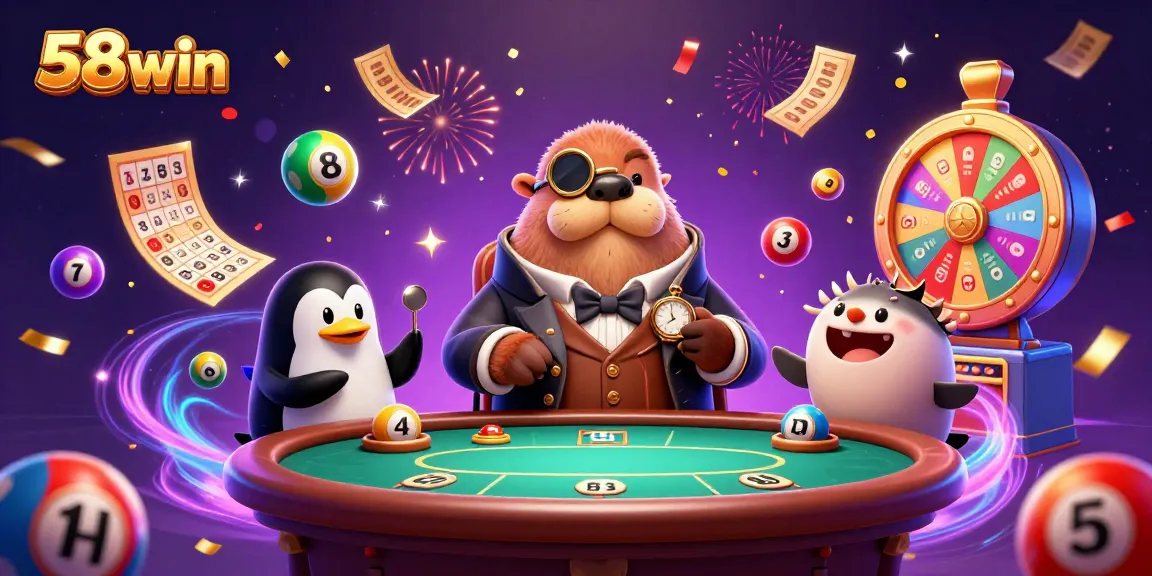 Engage in fun gaming experiences with 58win, featuring vibrant colorful lottery elements.