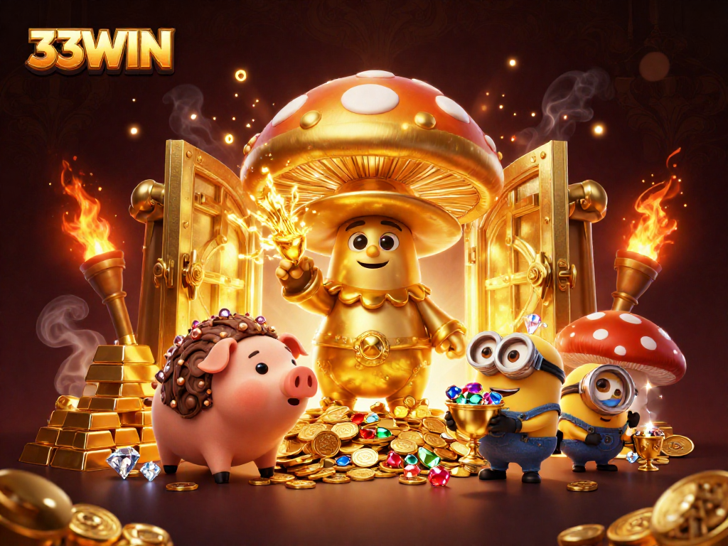 33WIN's magical gaming experience with golden treasure and enchanting characters.