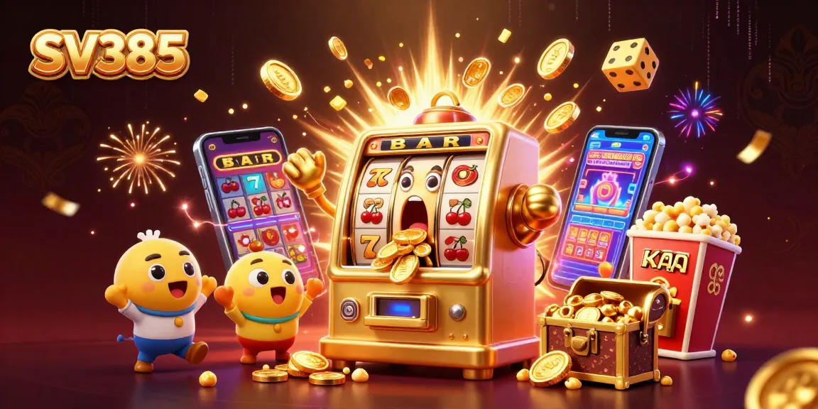 Spin the SV385 slot machine with joyous baby machines amidst a jackpot explosion.