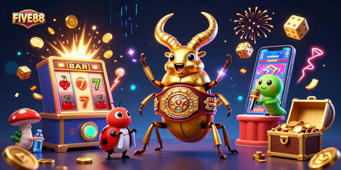 Bet on FUN: FIVE88 Casino, where golden stag beetles face off amid jackpots & exciting games!