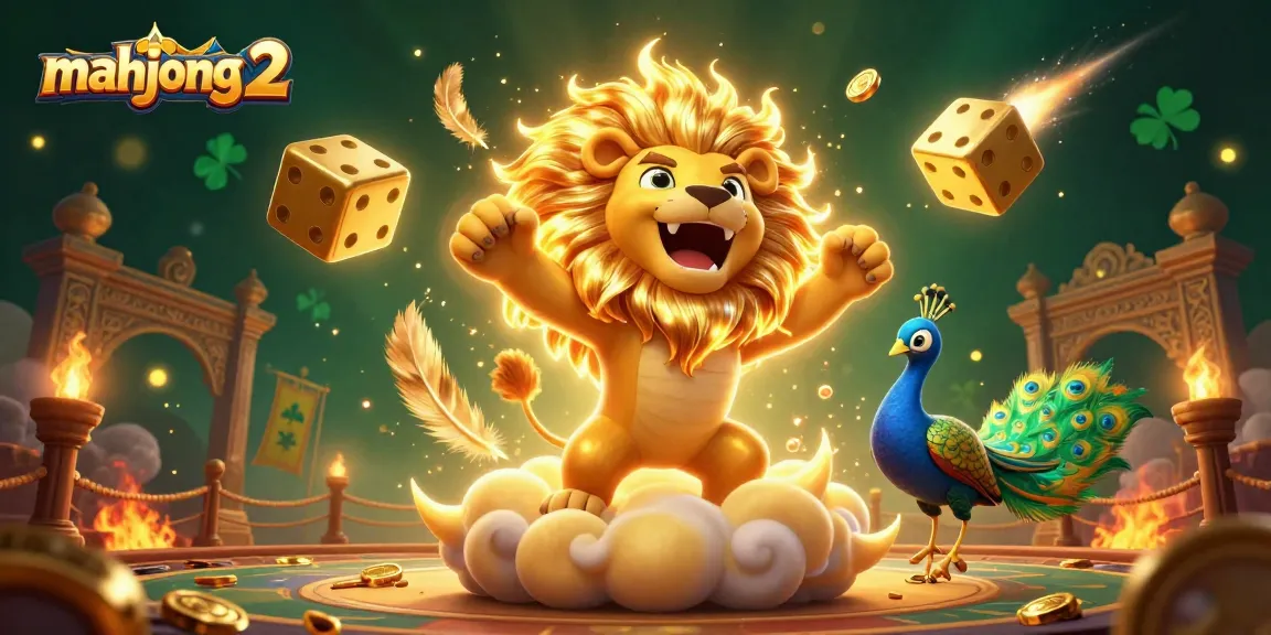 Experience mahjong 2 thrills with a radiant sun lion showcasing casino ambiance and dynamic gaming elements.