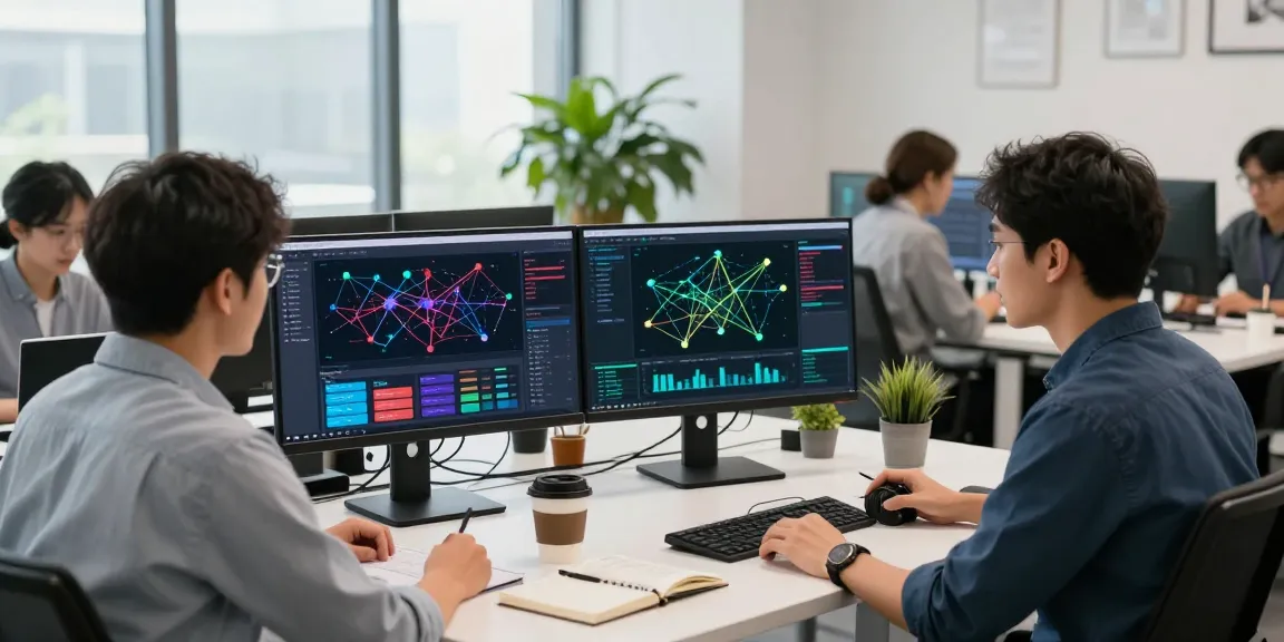 快连 network optimization software in a vibrant tech workspace showcasing collaboration and innovation.