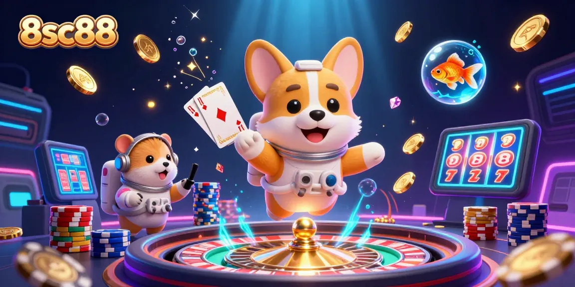 Experience thrilling gaming at 8sc88, featuring immersive 3D casino elements and vibrant animations.