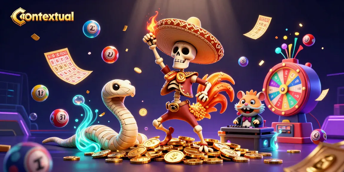 Join the contextual lottery excitement with a colorful 3D illustration of vibrant game elements!