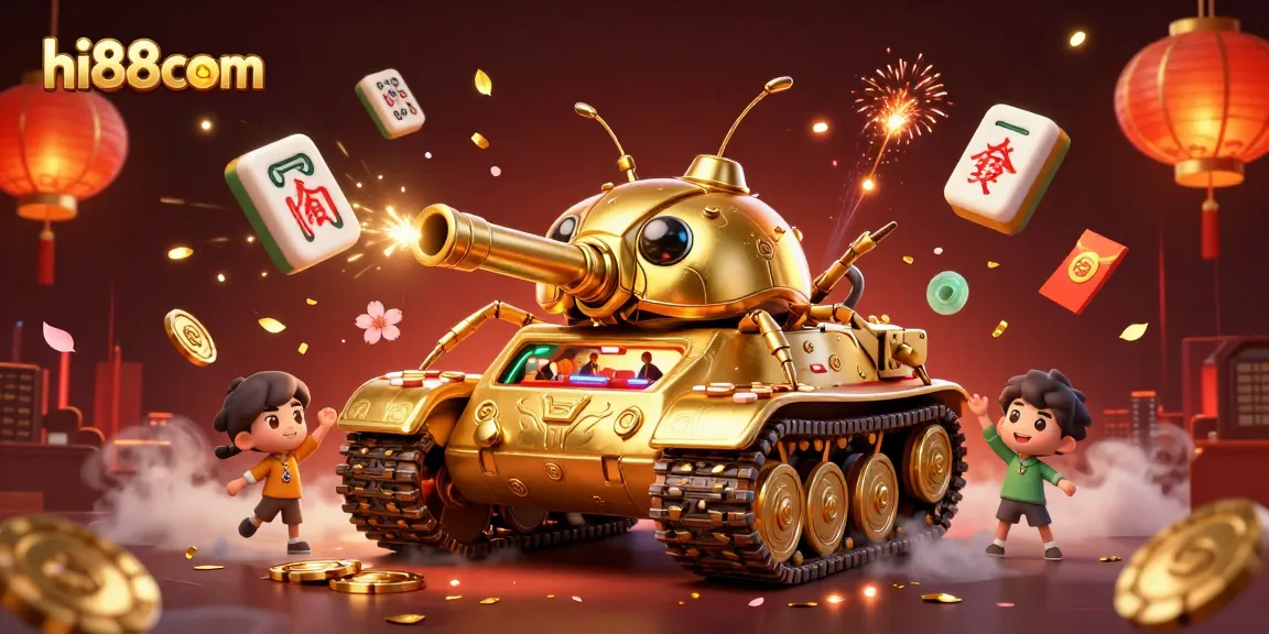Engage with hi88com's dynamic casino experience featuring a golden beetle tank and festive elements.