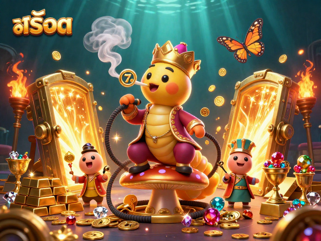 Engage in สล็อต excitement with vibrant jackpot symbols and golden treasures illuminating a fantasy scene.