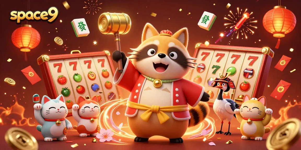Join the fun at Space9 casino while enjoying a vibrant gaming atmosphere with cheerful characters and lucky symbols.