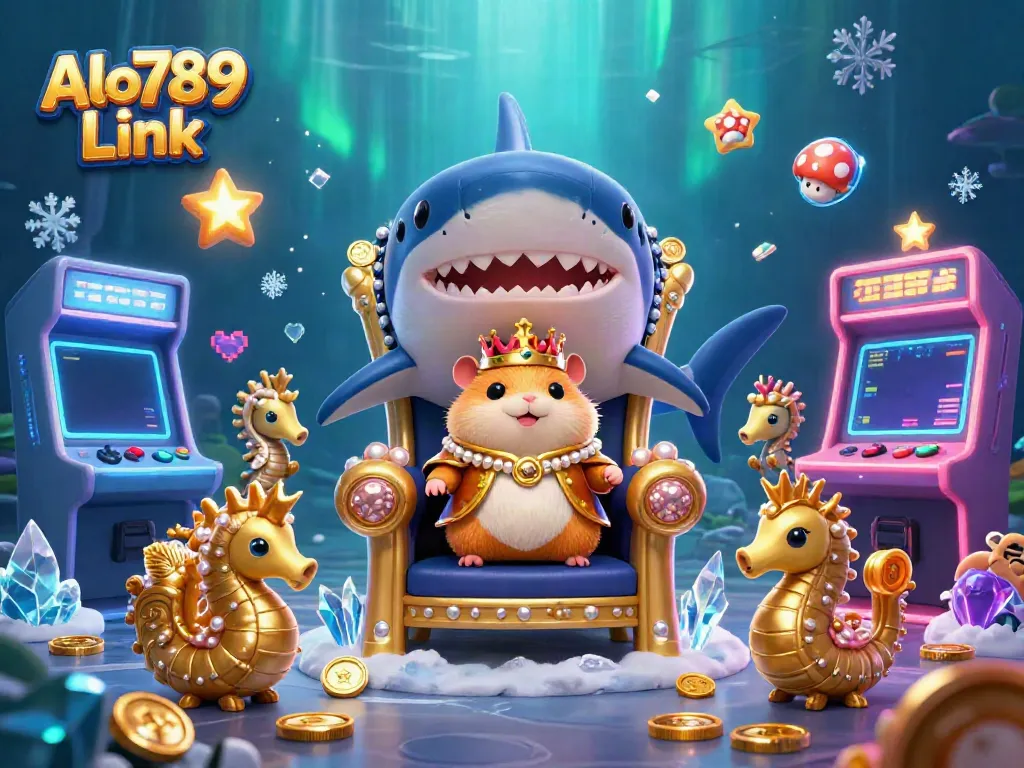 Engage in thrilling gameplay with Alo789 Link, featuring a dynamic scene of a hamster king and vibrant gaming elements in a casino.