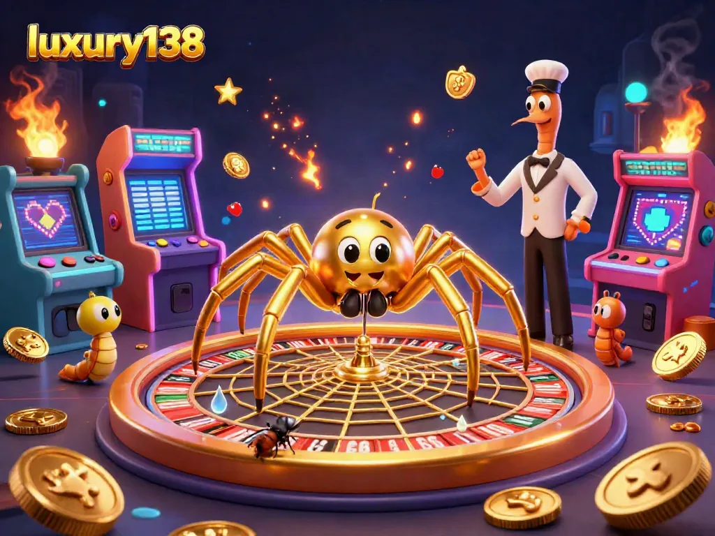 Place bets with luxury138 at an engaging roulette web, featuring vibrant casino elements and colorful game machines.