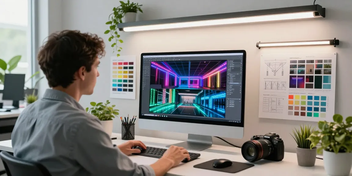 Aplica led inovatoare în birou modern, evidențiind soluții de iluminat de calitate.