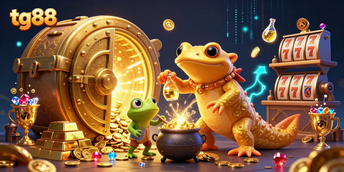 Engage in tg88 gaming with a vibrant scene showcasing gold transformations in a medieval casino world.