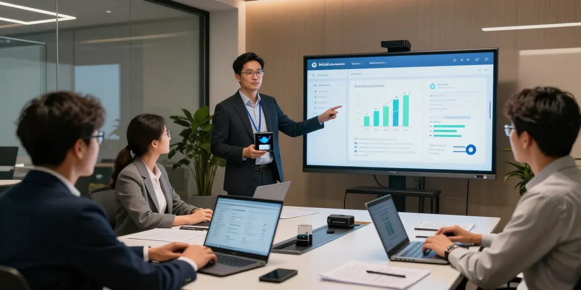 Collaborative team demonstrating an advanced age verification system in a modern office.