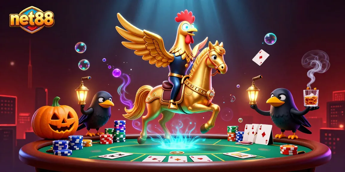 Engage with net88 in this vibrant casino scene featuring the golden rooster in action.