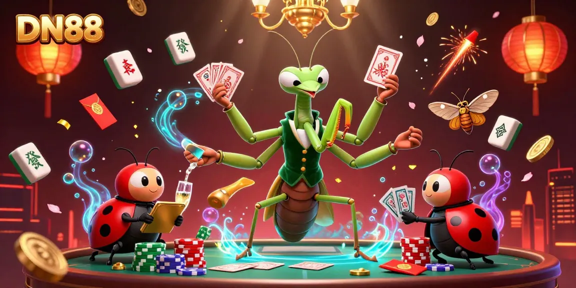 Experience the thrill of DN88 with our vibrant 3D depiction of a lively casino scene filled with colorful game elements.