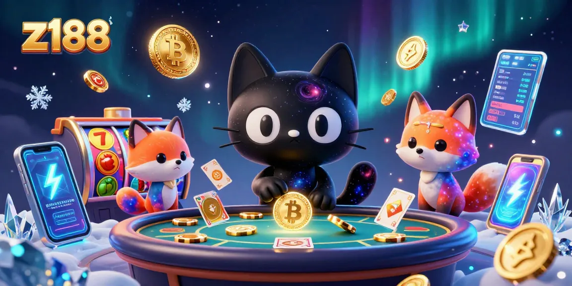Engage in a thrilling z188 casino experience with a cosmic gaming scene featuring dynamic slot elements and crypto coins.