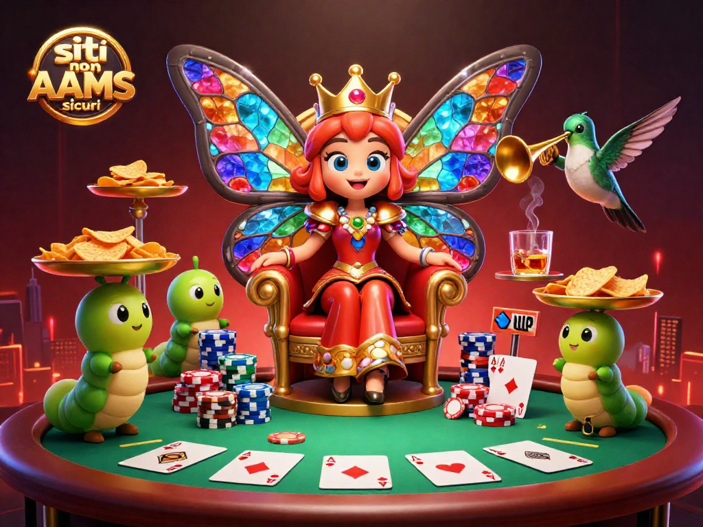 Scopri siti non AAMS sicuri nel vivace mondo dei casinò digitali, con una regina farfalla e emozionanti elementi di gioco.