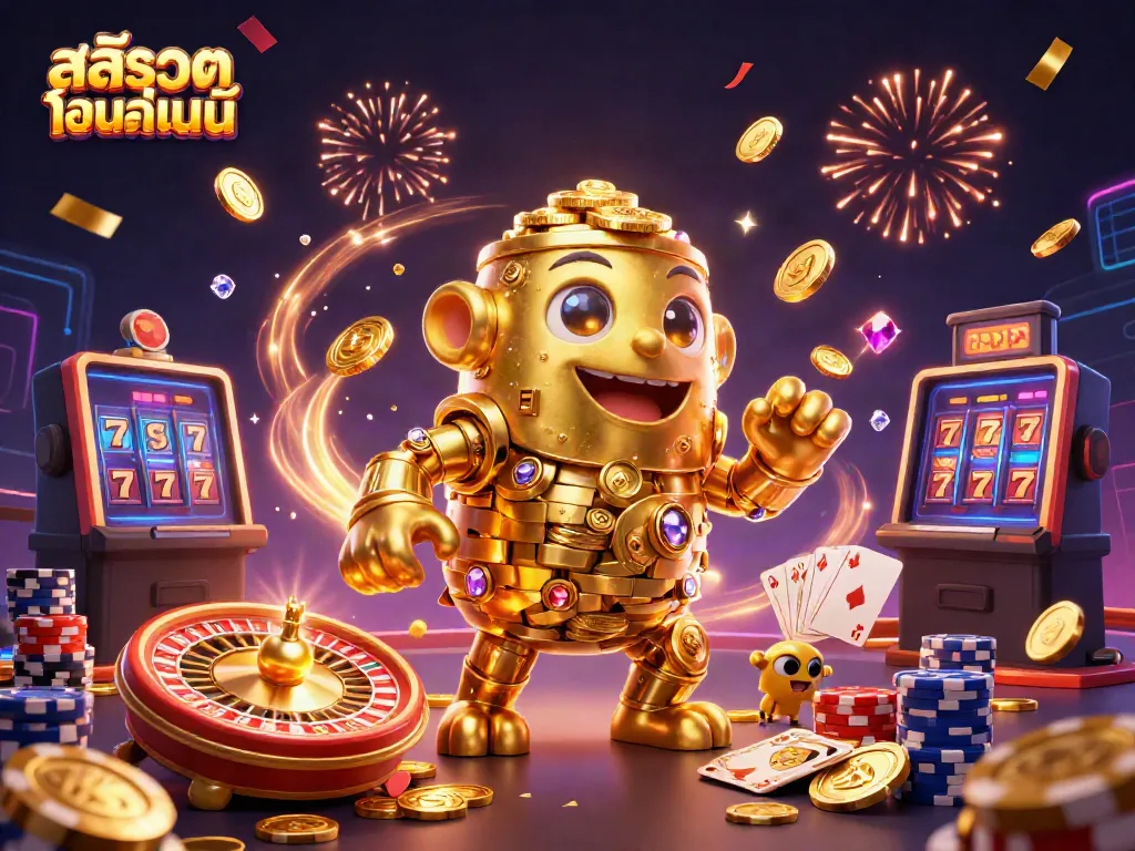 Engage with thrilling สล็อตออนไลน์ featuring a golden golem and dynamic casino elements.