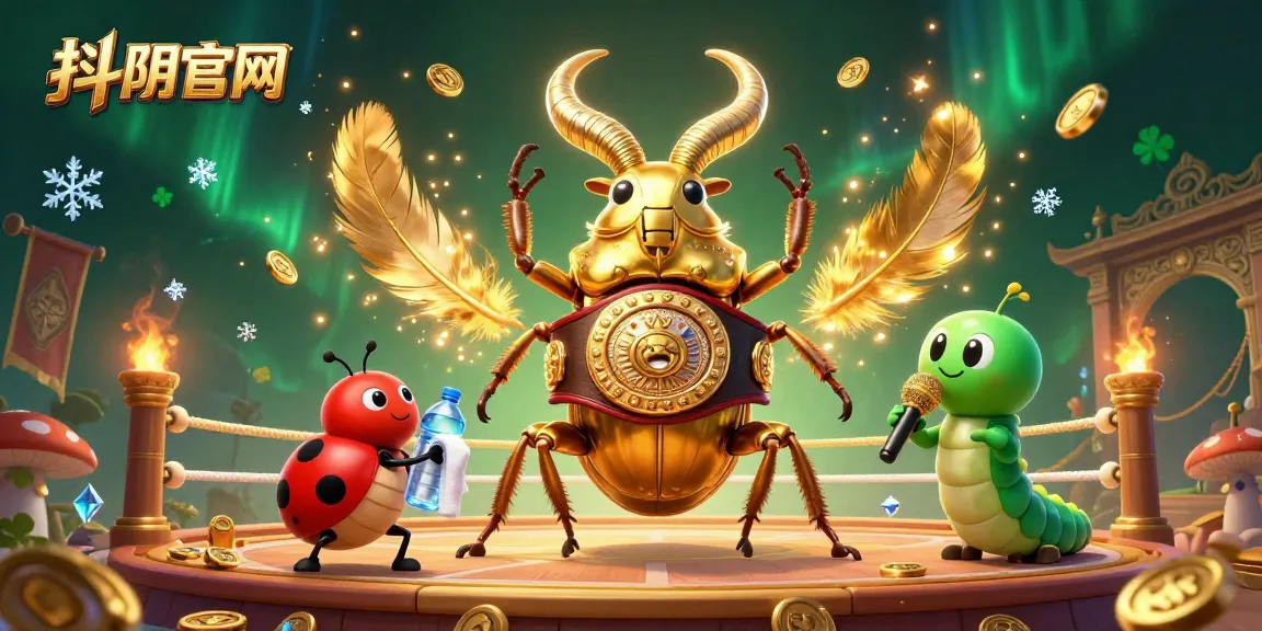 Engage in thrilling gameplay with 抖阴官网 featuring spectacular visuals of a boxing beetle and vibrant casino elements.