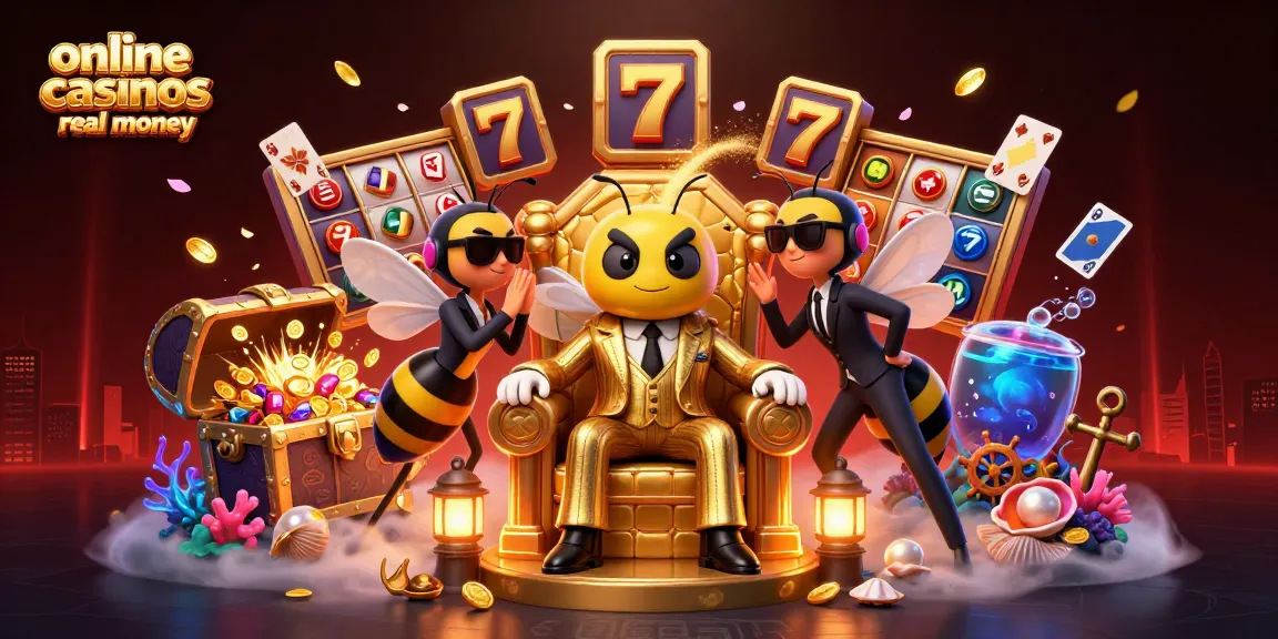 Engage with online casinos real money through a dynamic 3D illustration showcasing vibrant gaming elements.