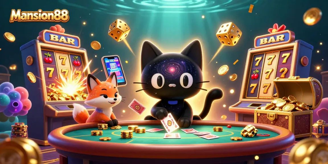 Engage with Mansion88 casino magic as the captivating black hole cat and nebula fox create a thrilling gaming experience.
