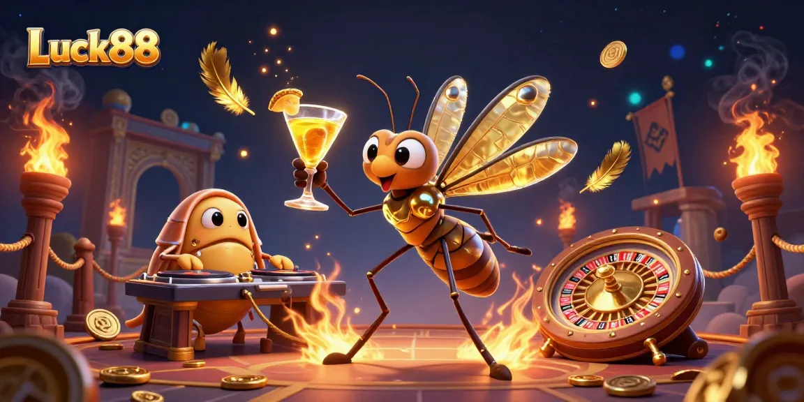 Experience thrilling action with Luck88 as the frozen mosquito mascot and fossil DJ stir excitement at the casino.